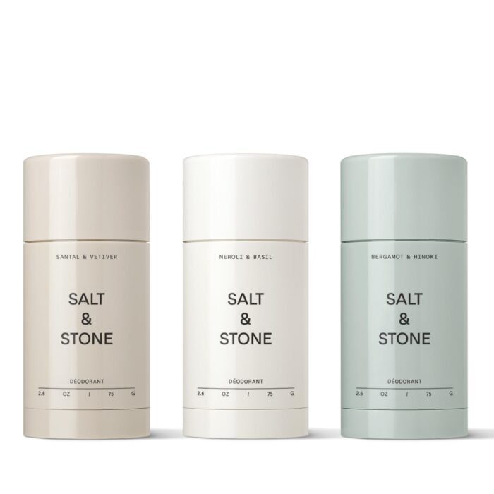 Salt & Stone Natural Deodorant Trio for Women & Men | Extra Strength Natural Deodorant | Aluminum Free with Probiotics, Seaweed Extracts & Shea Butter (2.6 oz)