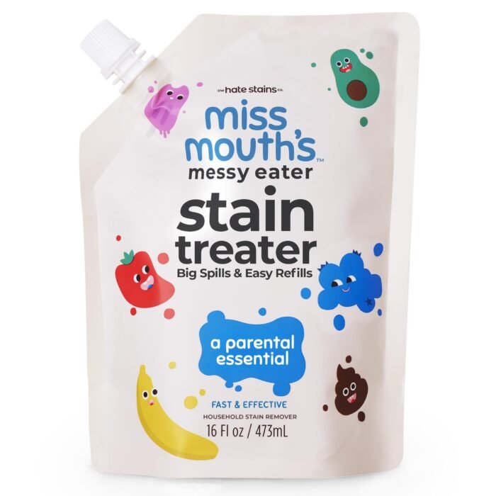 Miss Mouth's Messy Eater Stain Treater - 16oz Refill - Newborn & Baby Essentials - No Dry Cleaning Food, Grease, Coffee Off Laundry, Underwear, Fabric