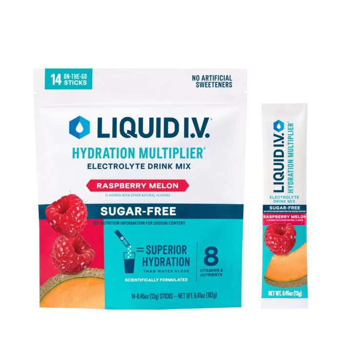 Liquid I.V.? Hydration Multiplier Sugar-Free - Raspberry Melon | Electrolyte Powder Drink Mix | 1 Pack (14 Servings)