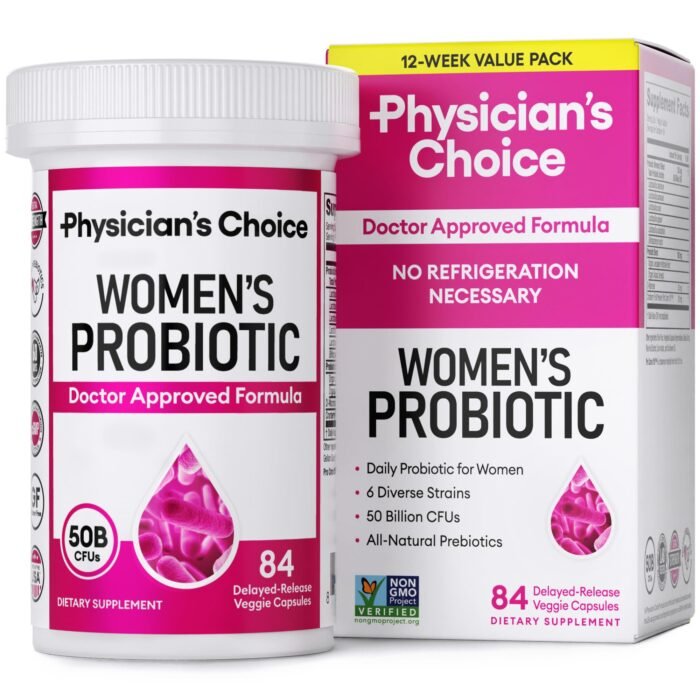 Physician's Choice Probiotics for Women - PH Balance, Digestive, UT, & Feminine Health - 50 Billion CFU - 6 Unique Strains for Women - Organic Prebiotics, Cranberry Extract+ - Womens Probiotic - 84 CT