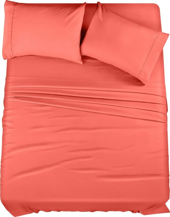 Utopia Bedding Full Bed Sheets Set - 4 Piece Bedding - Brushed Microfiber - Shrinkage and Fade Resistant - Easy Care (Full, Coral)