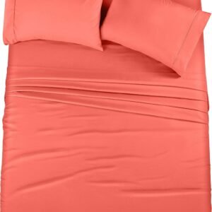 Utopia Bedding Full Bed Sheets Set - 4 Piece Bedding - Brushed Microfiber - Shrinkage and Fade Resistant - Easy Care (Full, Coral)