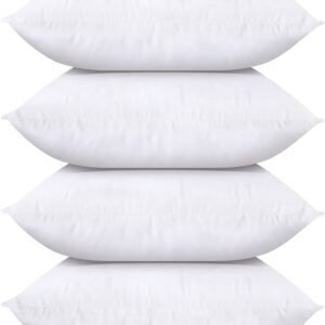 Utopia Bedding Throw Pillows (Set of 4, White), 14 x 14 Inches Pillows for Sofa, Bed and Couch Decorative Stuffer Pillows