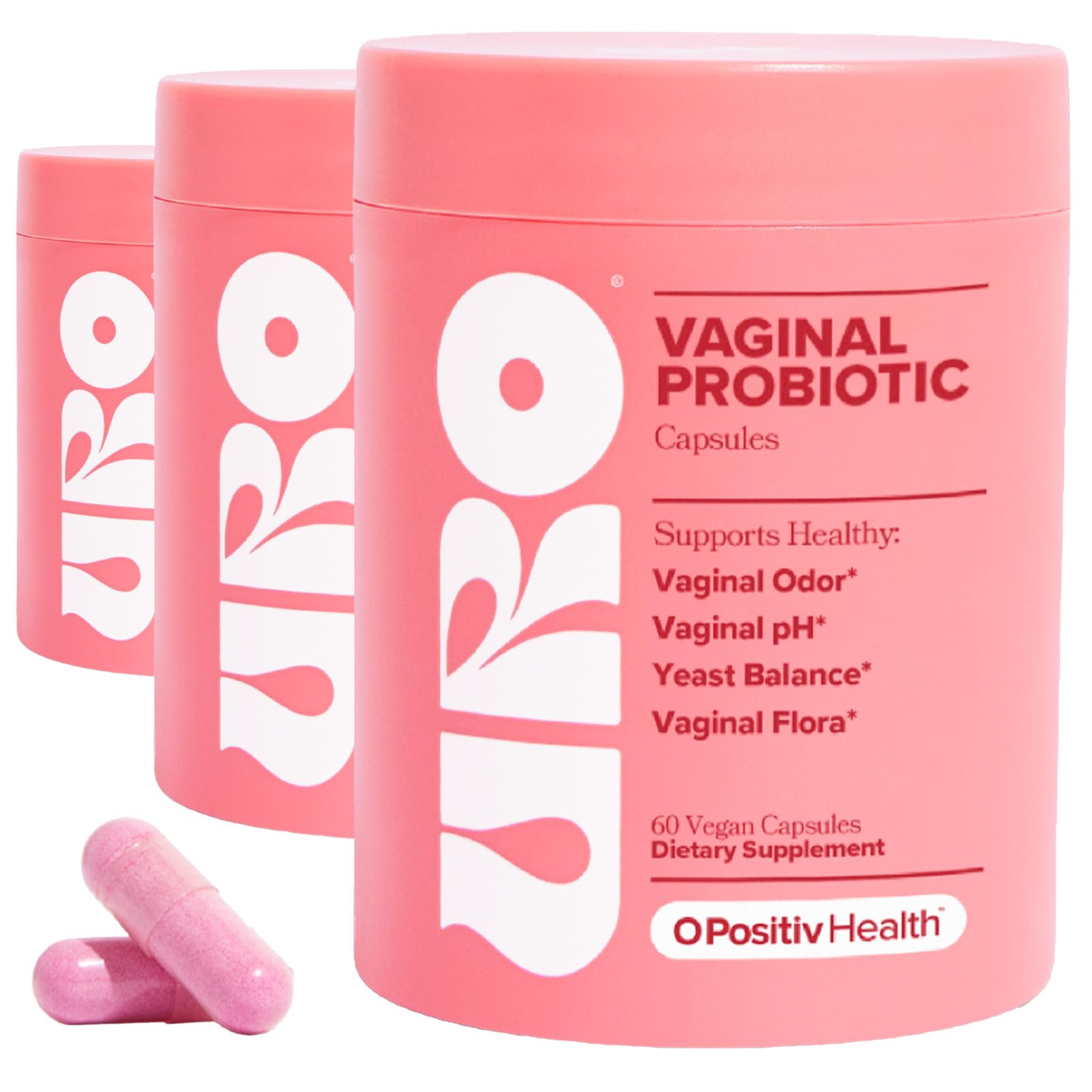 Version 1.0.0 URO Vaginal Probiotics for Women pH Balance with Prebiotics & Lactobacillus Blend - Womens Health Supplement - Promote Healthy Vaginal Odor & Vaginal Flora, 60 Count (Pack of 3) - Image 1