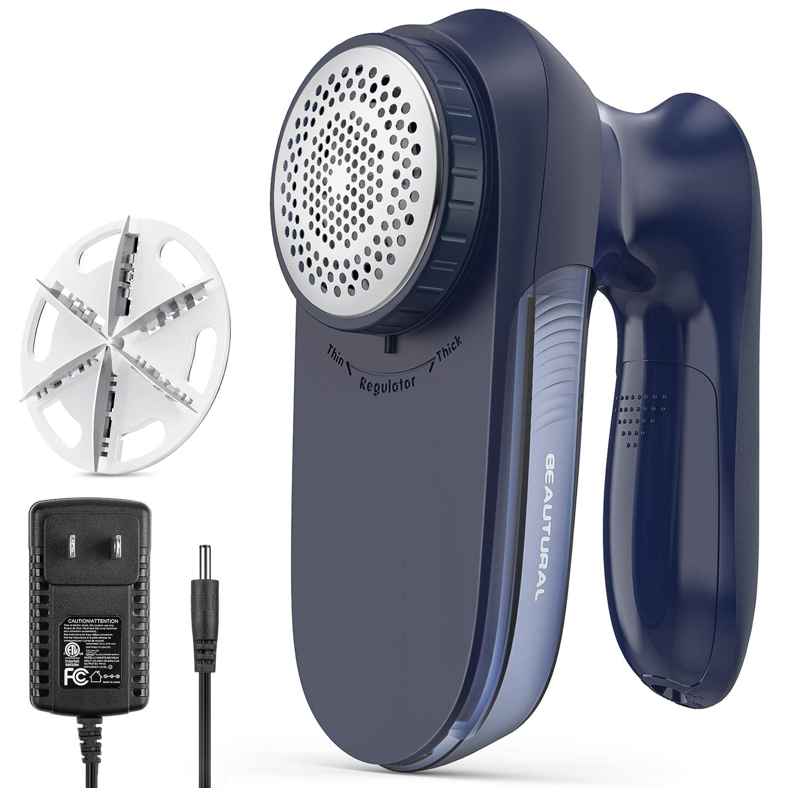 Version 1.0.0 BEAUTURAL Sweater Fabric Shaver Home-Edition, Powerful & Efficient Lint Remover for Clothes and Furniture, AC Adapter or Battery Powered Pill Fuzz Remover, Special for Your Family Ultramarine - Image 1